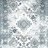 Ultra Soft Area Rug, Non Slip, Stain Resistant, Washable Area Rugs for Living Room, Bedroom, Unique Gray Medallion Aesthetic(White)