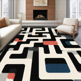 Ultra Soft Area Rug, Non Slip, Stain Resistant, Washable Area Rugs for Living Room, Bedroom, Chic Minimalist Diamond Arrangement(Black)