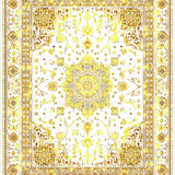 Ultra Soft Area Rug, Non Slip, Stain Resistant, Washable Area Rugs for Living Room, Bedroom, Yellow Geometric Bliss(White)