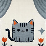 Ultra Soft Area Rug, Non Slip, Stain Resistant, Washable Area Rugs for Living Room, Bedroom, Trendy Monochrome Feline Artistry(Beige)