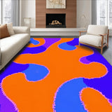 Ultra Soft Area Rug, Non Slip, Stain Resistant, Washable Area Rugs for Living Room, Bedroom, Vivid Retro Wavy Aesthetic(Orange)