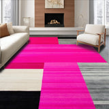 Ultra Soft Area Rug, Non Slip, Stain Resistant, Washable Area Rugs for Living Room, Bedroom, Contemporary Eclectic Stripe Motif(Pink)