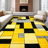 Ultra Soft Area Rug, Non Slip, Stain Resistant, Washable Area Rugs for Living Room, Bedroom, Dynamic Modern Linear Interpretation(Yellow)