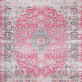 Ultra Soft Area Rug, Non Slip, Stain Resistant, Washable Area Rugs for Living Room, Bedroom, Chic Vintage Geometric Composition(Pink)