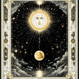 Ultra Soft Area Rug, Non Slip, Stain Resistant, Washable Area Rugs for Living Room, Bedroom, Arcane Sky Carpet Witchy Moon Sun Rug Mystical Heavens Floor Covering(Black)