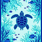 Coastal Marine Life Motif(Blue)
