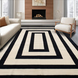 Ultra Soft Area Rug, Non Slip, Stain Resistant, Washable Area Rugs for Living Room, Bedroom, Rustic Neutral Geometric Composition(Black)