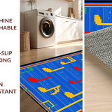 Ultra Soft Area Rug, Non Slip, Stain Resistant, Washable Area Rugs for Living Room, Bedroom, Joyful Tune Themed Artwork(Blue)
