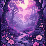 Whimsical Butterfly Garden Scene(Purple)