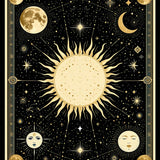 Ultra Soft Area Rug, Non Slip, Stain Resistant, Washable Area Rugs for Living Room, Bedroom, Ethereal Sun Moon Tapestry Aesthetic(Black)
