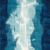 Ultra Soft Area Rug, Non Slip, Stain Resistant, Washable Area Rugs for Living Room, Bedroom, Summer Surf Board Wave Art Fluid Motion Pattern Minimalist Fish Forms(Blue)