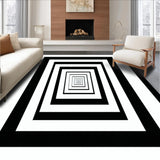 Ultra Soft Area Rug, Non Slip, Stain Resistant, Washable Area Rugs for Living Room, Bedroom, Contemporary Monochrome Striped Rug With Diamond Lattice Pattern For Home(Black)
