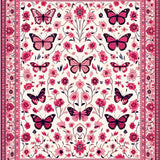 Ultra Soft Area Rug, Non Slip, Stain Resistant, Washable Area Rugs for Living Room, Bedroom, Vibrant Tropical Butterfly Pattern(Pink)