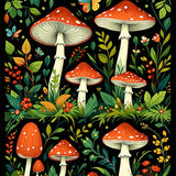 Whimsical Moth and Mushroom Art(Red)