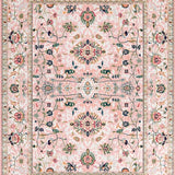 Ultra Soft Area Rug, Non Slip, Stain Resistant, Washable Area Rugs for Living Room, Bedroom, Chic Soft Green Vintage Charm(Pink)