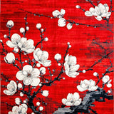 Ultra Soft Area Rug, Non Slip, Stain Resistant, Washable Area Rugs for Living Room, Bedroom, Charming Red and White Blossom Style(Red)