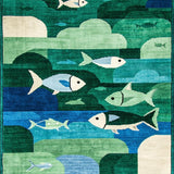 Ultra Soft Area Rug, Non Slip, Stain Resistant, Washable Area Rugs for Living Room, Bedroom, Humorous Rustic Nautical Theme(Green)