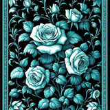 Teal and Black Blossom Harmony(Blue)