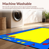 Ultra Soft Area Rug, Non Slip, Stain Resistant, Washable Area Rugs for Living Room, Bedroom, Whimsical Sound Wave Motif(Yellow)