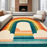 Ultra Soft Area Rug, Non Slip, Stain Resistant, Washable Area Rugs for Living Room, Bedroom, Modern Multicolored Graphic Expression(Beige)