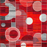 Ultra Soft Area Rug, Non Slip, Stain Resistant, Washable Area Rugs for Living Room, Bedroom, Contemporary Colorful Symmetrical Motif(Red)