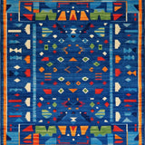 Ultra Soft Area Rug, Non Slip, Stain Resistant, Washable Area Rugs for Living Room, Bedroom, Eclectic Colorful Geometric Arrangement(Blue)