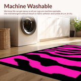 Ultra Soft Area Rug, Non Slip, Stain Resistant, Washable Area Rugs for Living Room, Bedroom, Whimsical Funky Print Arrangement(Pink)