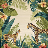 Ultra Soft Area Rug, Non Slip, Stain Resistant, Washable Area Rugs for Living Room, Bedroom, Tropical Flora Artistic Arrangement(Beige)