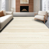 Ultra Soft Area Rug, Non Slip, Stain Resistant, Washable Area Rugs for Living Room, Bedroom, Elegant Creamy Scalloped Aesthetic(Beige)