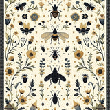 Ultra Soft Area Rug, Non Slip, Stain Resistant, Washable Area Rugs for Living Room, Bedroom, Whimsical Edge Area with Fantasy Bug and Bloom(Ivory)
