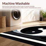 Ultra Soft Area Rug, Non Slip, Stain Resistant, Washable Area Rugs for Living Room, Bedroom, Contemporary Yin Yang Motif Accent(Black)