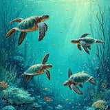 Ultra Soft Area Rug, Non Slip, Stain Resistant, Washable Area Rugs for Living Room, Bedroom, Underwater Paradise Shag Carpet With Sea Turtle Motif For Home Decor(Blue)