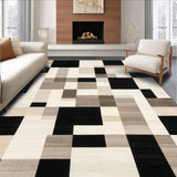 Ultra Soft Area Rug, Non Slip, Stain Resistant, Washable Area Rugs for Living Room, Bedroom, Java Blend Geometric Area with Earthy Tones and Bold Design(Beige)