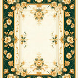 Ultra Soft Area Rug, Non Slip, Stain Resistant, Washable Area Rugs for Living Room, Bedroom, Ornate Floral Motif Area for Home Entry(Gold)
