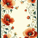 Botanical Bliss Poppy Inspired with Leafy Motifs(Red)