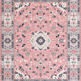 Ultra Soft Area Rug, Non Slip, Stain Resistant, Washable Area Rugs for Living Room, Bedroom, Serene Pastel Ogee Arrangement(Pink)