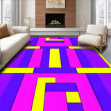 Ultra Soft Area Rug, Non Slip, Stain Resistant, Washable Area Rugs for Living Room, Bedroom, Dynamic 90s Inspired Color Block(Purple)