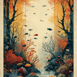 Ultra Soft Area Rug, Non Slip, Stain Resistant, Washable Area Rugs for Living Room, Bedroom, Enchanted Sea World Rug With Majestic Turtle Navigation Aquatic Theme(Brown)