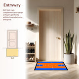 Ultra Soft Area Rug, Non Slip, Stain Resistant, Washable Area Rugs for Living Room, Bedroom, Rustic Sports Court Inspired Look(Blue)