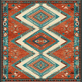 Ultra Soft Area Rug, Non Slip, Stain Resistant, Washable Area Rugs for Living Room, Bedroom, Elegant Vibrant Diamond Elements(Red)