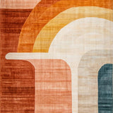Ultra Soft Area Rug, Non Slip, Stain Resistant, Washable Area Rugs for Living Room, Bedroom, Terracotta Abstract Rainbow Motif(Brown)