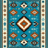 Ultra Soft Area Rug, Non Slip, Stain Resistant, Washable Area Rugs for Living Room, Bedroom, Artful Diamond Motif with Southwestern Vibes(Blue)