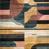 Ultra Soft Area Rug, Non Slip, Stain Resistant, Washable Area Rugs for Living Room, Bedroom, Geometric Surfboard Rug Bold Design(Gold)