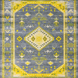 Ultra Soft Area Rug, Non Slip, Stain Resistant, Washable Area Rugs for Living Room, Bedroom, Chic Geometric Grey Yellow Fusion(Gray)