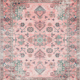 Ultra Soft Area Rug, Non Slip, Stain Resistant, Washable Area Rugs for Living Room, Bedroom, Vibrant Abstract Circle Motif(Pink)