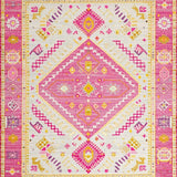 Ultra Soft Area Rug, Non Slip, Stain Resistant, Washable Area Rugs for Living Room, Bedroom, Elegant Earthy Geometric Details(Pink)