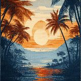 Ultra Soft Area Rug, Non Slip, Stain Resistant, Washable Area Rugs for Living Room, Bedroom, Beachside Coconut Tree Rug: Tropical Paradise Area Rug(Orange)