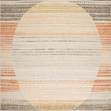 Ultra Soft Area Rug, Non Slip, Stain Resistant, Washable Area Rugs for Living Room, Bedroom, Boho Round Earthy Tones(Orange)