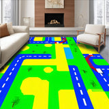 Ultra Soft Area Rug, Non Slip, Stain Resistant, Washable Area Rugs for Living Room, Bedroom, Cheerful Town Scene Layout(Yellow)
