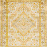 Ultra Soft Area Rug, Non Slip, Stain Resistant, Washable Area Rugs for Living Room, Bedroom, Rustic Neutral Trellis Pattern(Gold)